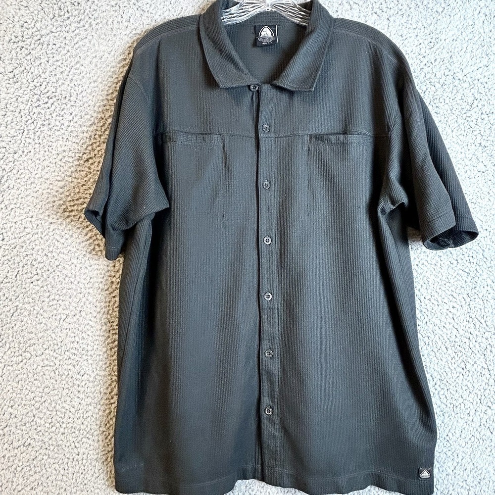 Nike ACG Fit Dry Shirt Men's XL Black Short Sleeve Button Up Hiking Vintage
